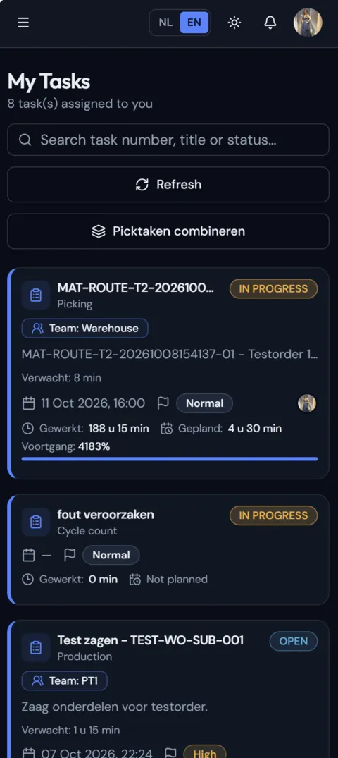 Mijn taken op mobiel